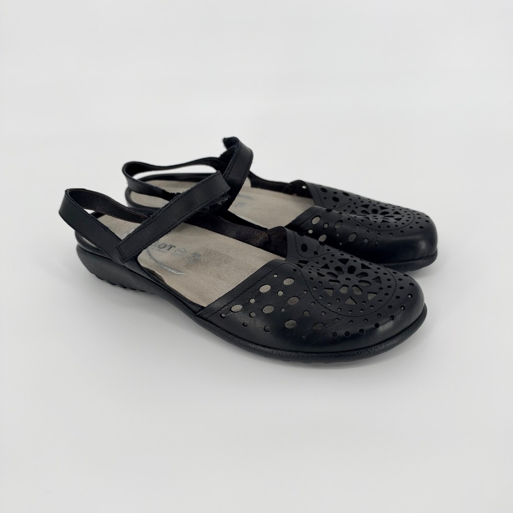 Naot Arataki Sandals Womens 9 Black Leather Laser Cut Comfort Walking Orthotic